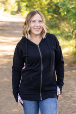 Load image into Gallery viewer, Classic Fullzip Hoodie - Black and Fall Floral
