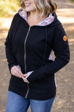 Load image into Gallery viewer, Classic Fullzip Hoodie - Black and Fall Floral
