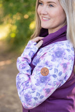 Load image into Gallery viewer, Zoey ZipCowl - Plum and Purple Floral
