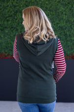 Load image into Gallery viewer, Soft Classic HalfZip Hoodie - Evergreen and Burgundy Stripes
