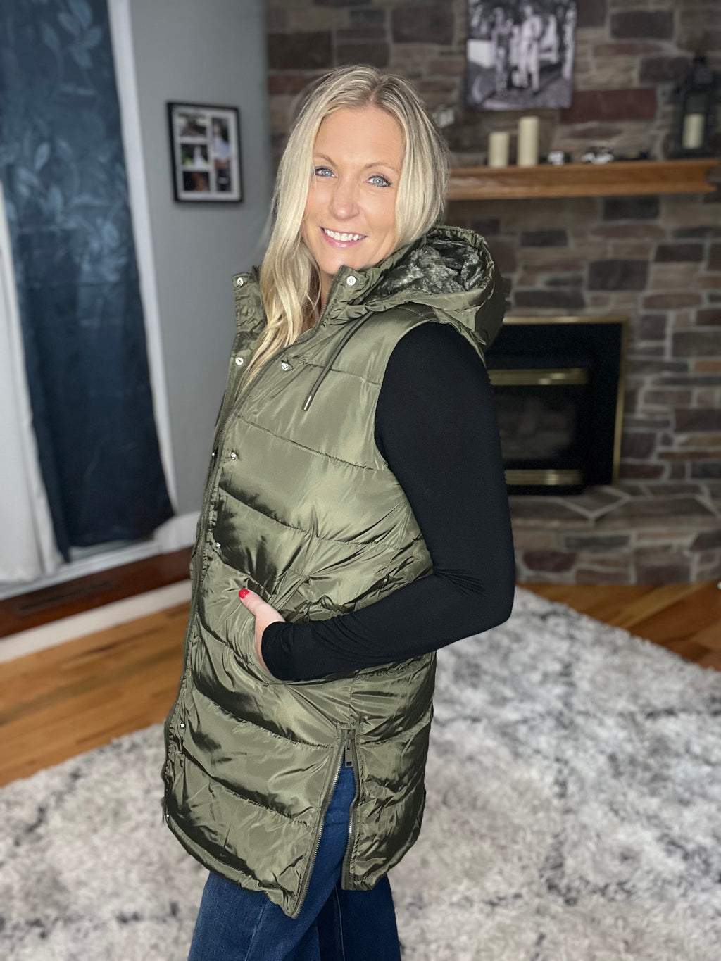 Polar Vest In Olive FINAL SALE