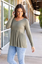 Load image into Gallery viewer, Long Sleeve Sarah Ruffle - Olive
