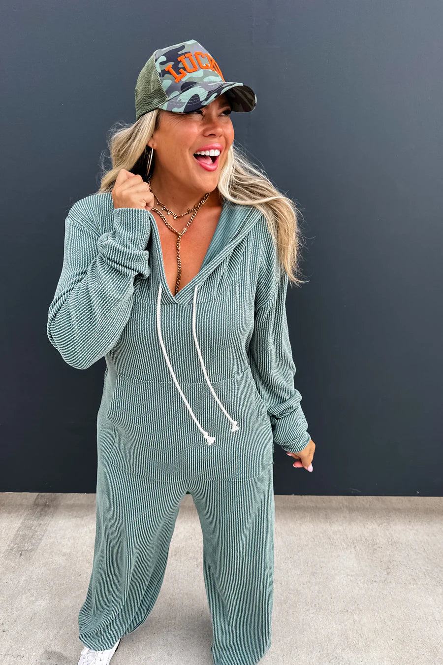 Ribbed Hayden Hooded Jumpsuit