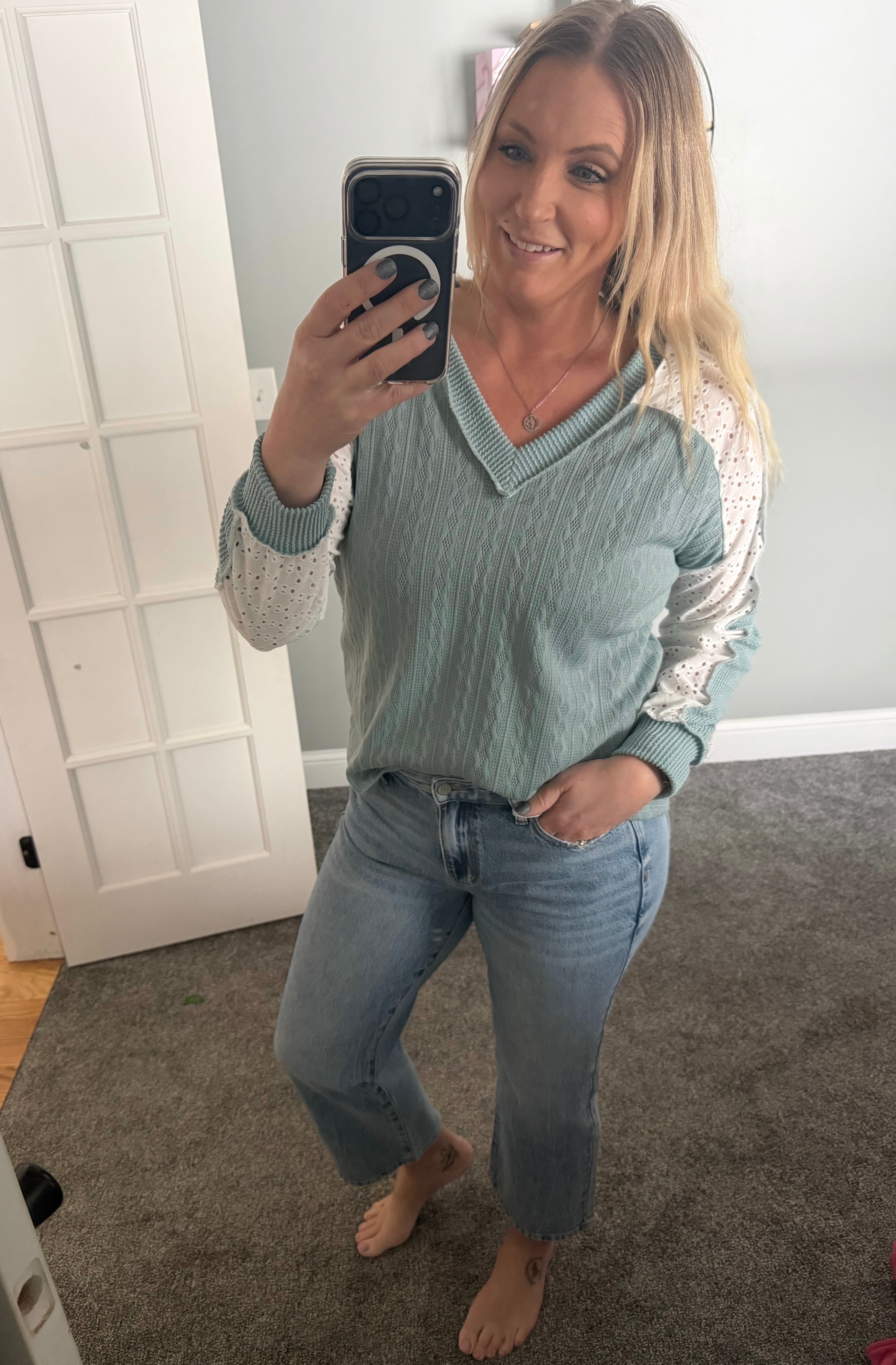 Lace Haven Top in Sage FINAL SALE