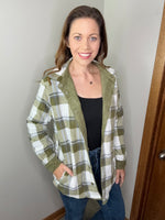 Load image into Gallery viewer, Corduroy &amp; Plaid Flannel Shacket-Olive
