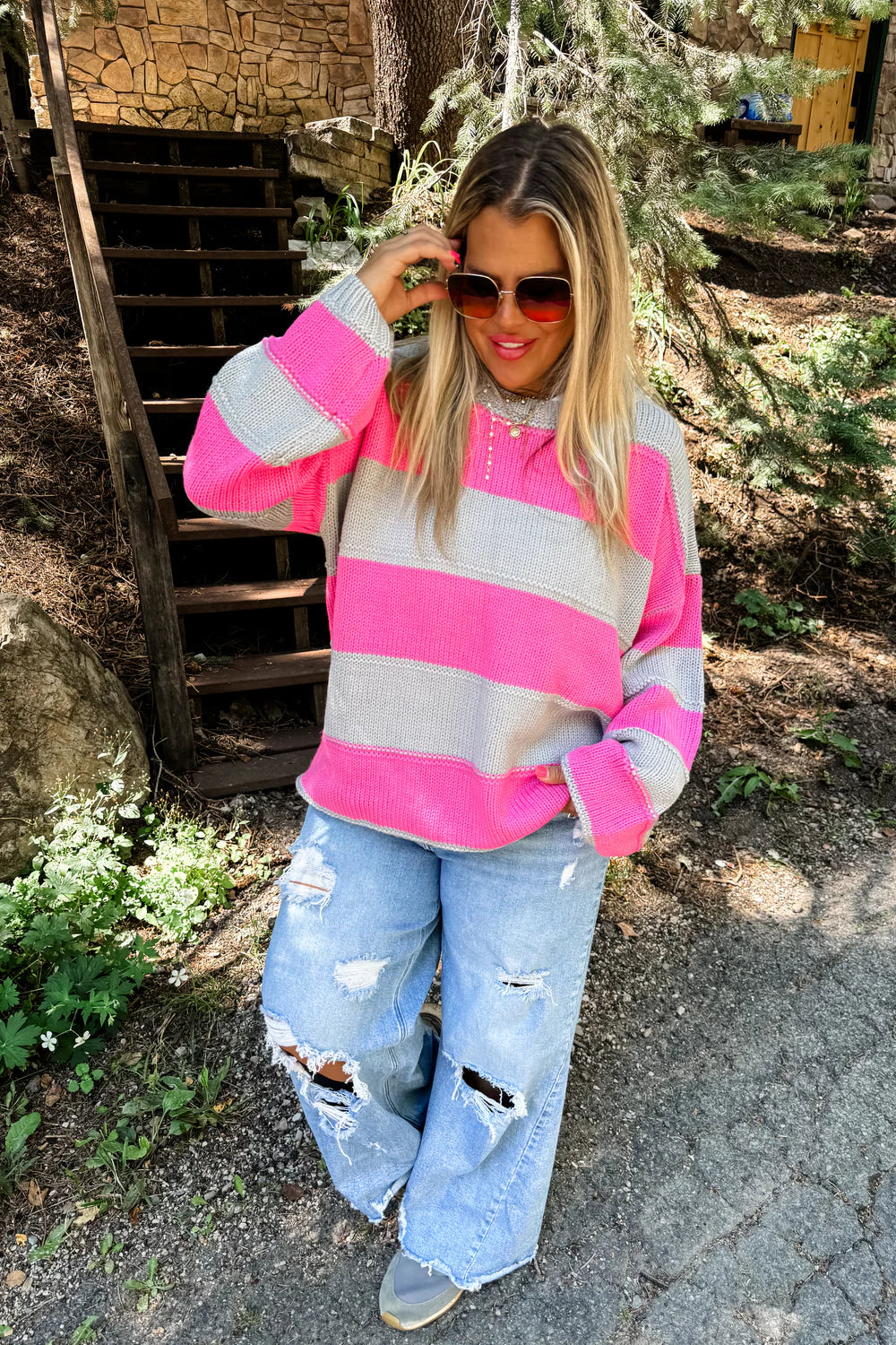 Kadie Stipe Knit Sweater  FINAL SALE