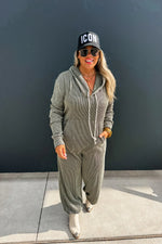 Load image into Gallery viewer, Ribbed Hayden Hooded Jumpsuit
