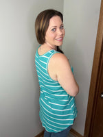 Load image into Gallery viewer, Think About It Tank In Teal FINAL SALE
