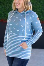 Load image into Gallery viewer, Hailey Pullover Hoodie - Teal Ribbons and Stripes

