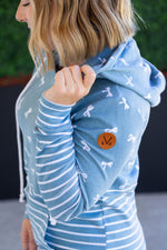 Load image into Gallery viewer, Hailey Pullover Hoodie - Teal Ribbons and Stripes
