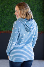 Load image into Gallery viewer, Hailey Pullover Hoodie - Teal Ribbons and Stripes
