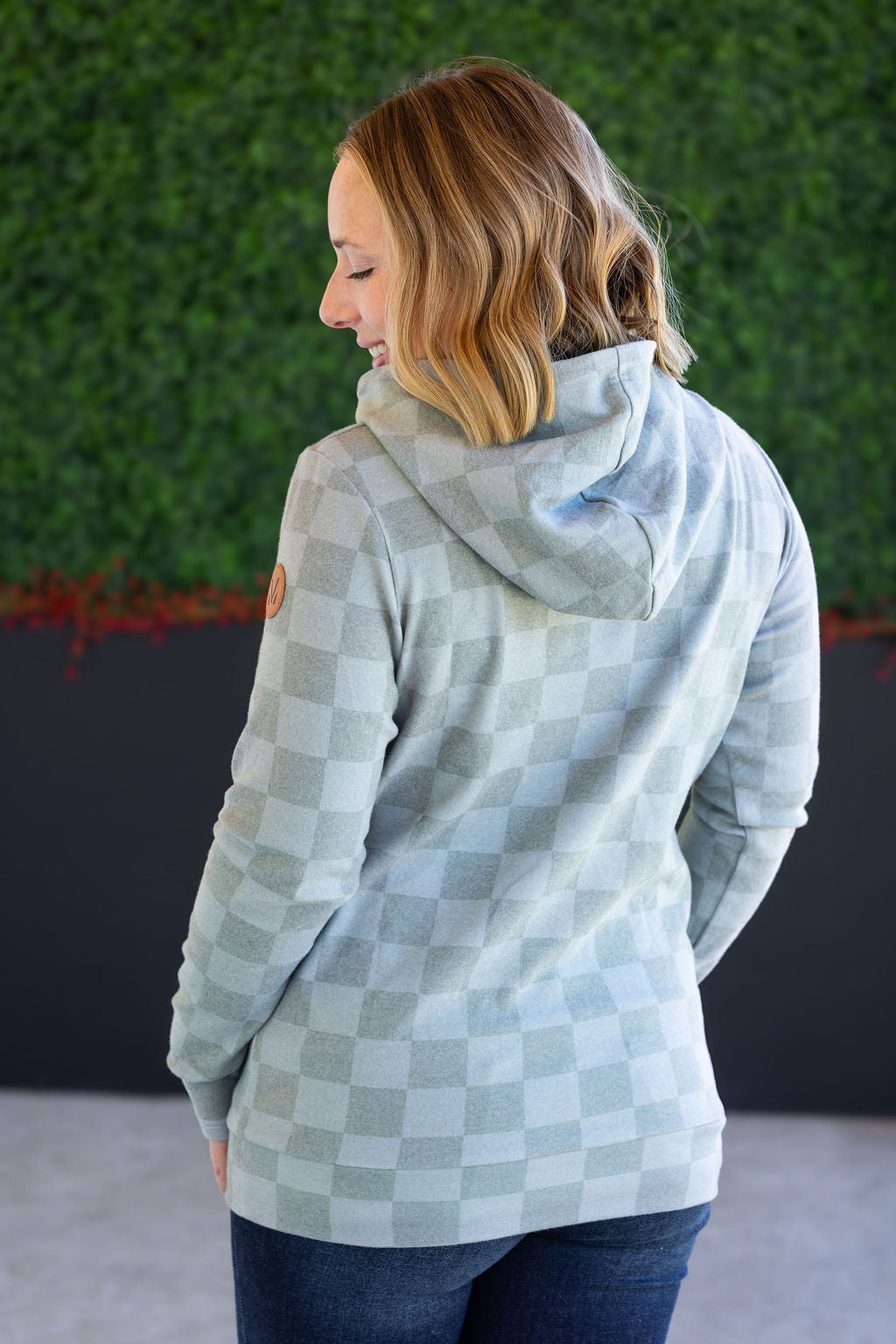 Ashley Hoodie - Olive Checkers