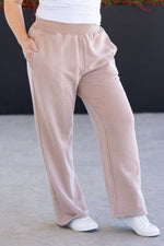 Load image into Gallery viewer, Wide Leg Vintage Wash Bottoms - Tan
