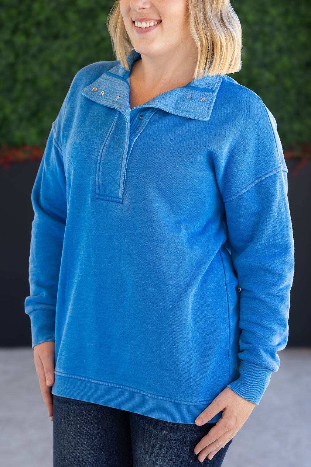 Jesse Vintage Wash Snap Pullover - Winter Blue