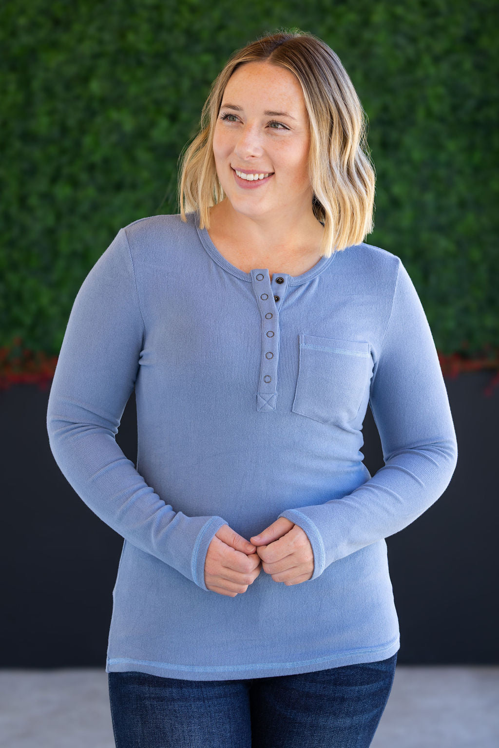 SALE! Georgia Long Sleeve Top - Dusty Blue