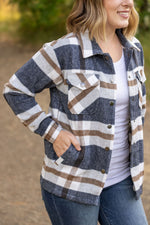 Load image into Gallery viewer, Norah Plaid Shacket - Navy and Tan
