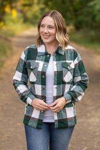 Norah Plaid Shacket - Evergreen and White