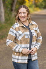 Load image into Gallery viewer, Norah Plaid Shacket - Camel and Grey
