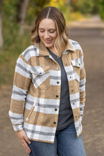 Load image into Gallery viewer, Norah Plaid Shacket - Camel and Grey
