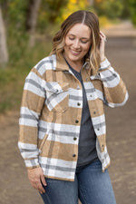 Load image into Gallery viewer, Norah Plaid Shacket - Camel and Grey
