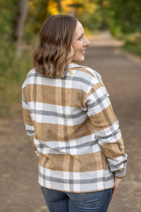 Norah Plaid Shacket - Camel and Grey