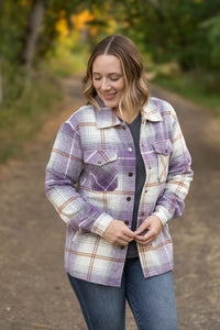 Norah Plaid Shacket - Purple and Gold