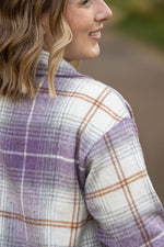 Load image into Gallery viewer, Norah Plaid Shacket - Purple and Gold
