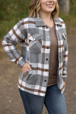 Load image into Gallery viewer, Norah Plaid Shacket - Grey and Tan
