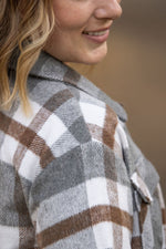 Load image into Gallery viewer, Norah Plaid Shacket - Grey and Tan
