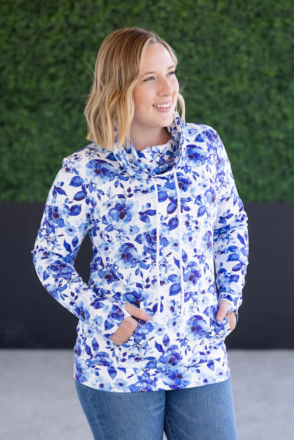 Soft Funnel Neck - Sapphire Floral