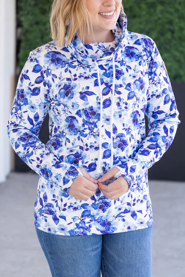 Soft Funnel Neck - Sapphire Floral