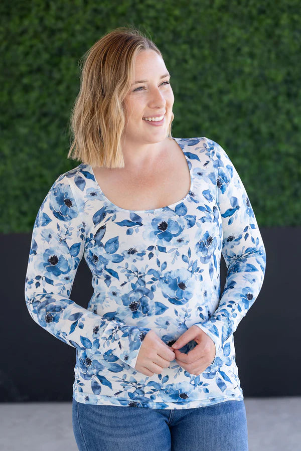 Alyssa Long Sleeve Top - Sapphire Floral