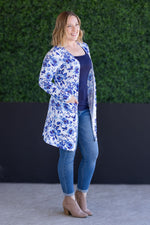 Load image into Gallery viewer, Classic Cardigan - Sapphire Floral
