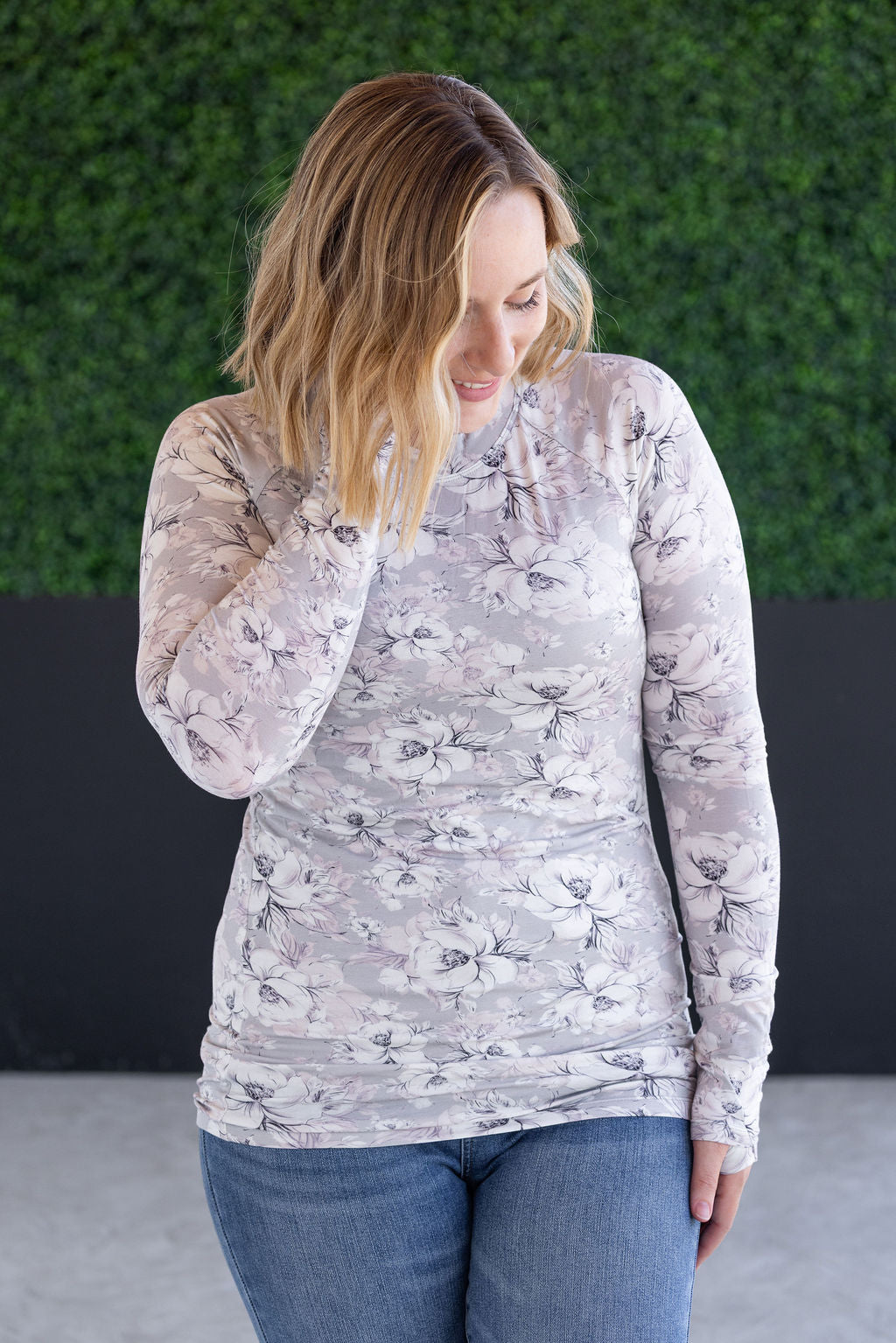 SALE! Blair Long Sleeve Top - Vintage Grey Floral