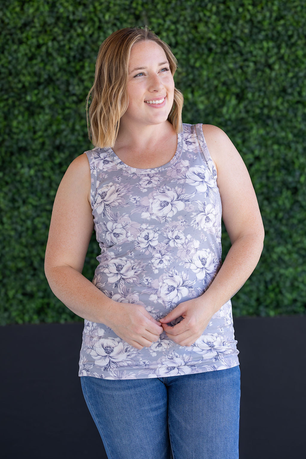 SALE! Ava Tank - Vintage Grey Floral
