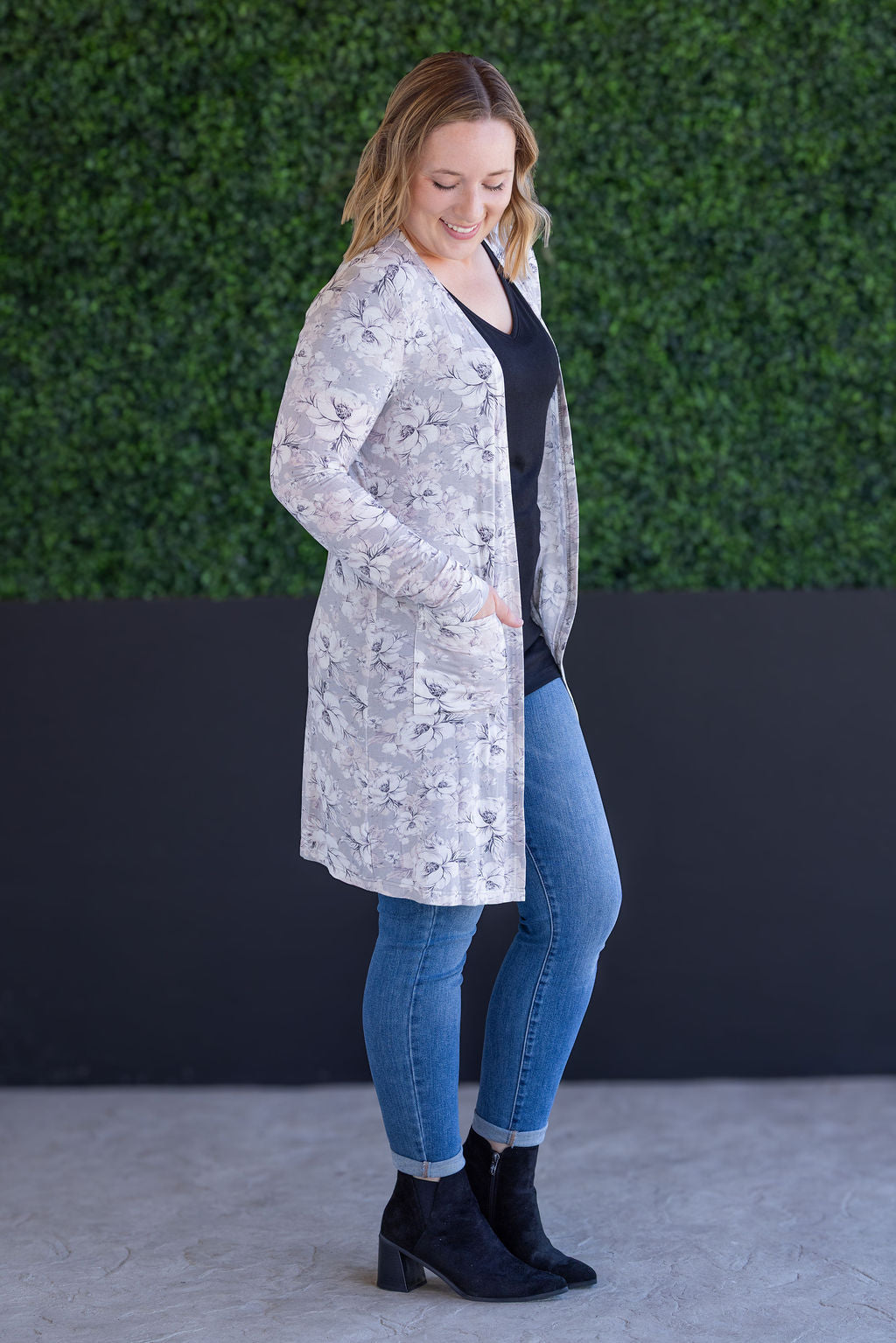 SALE! Classic Cardigan - Vintage Grey Floral