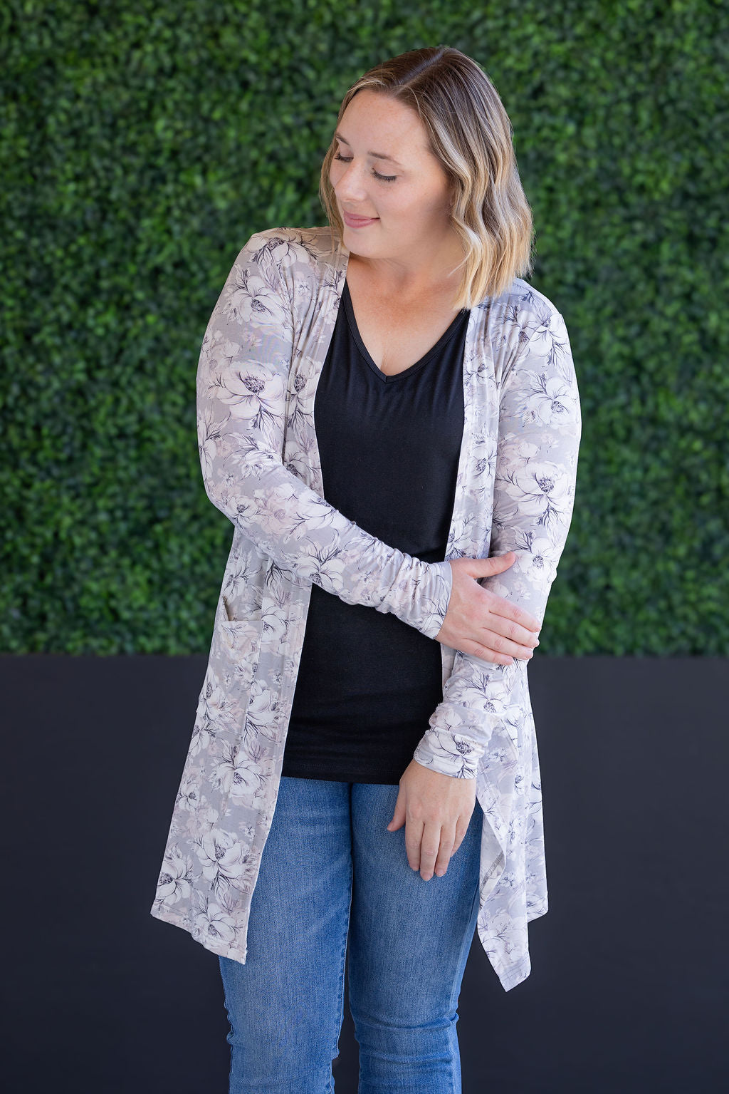SALE! Classic Cardigan - Vintage Grey Floral