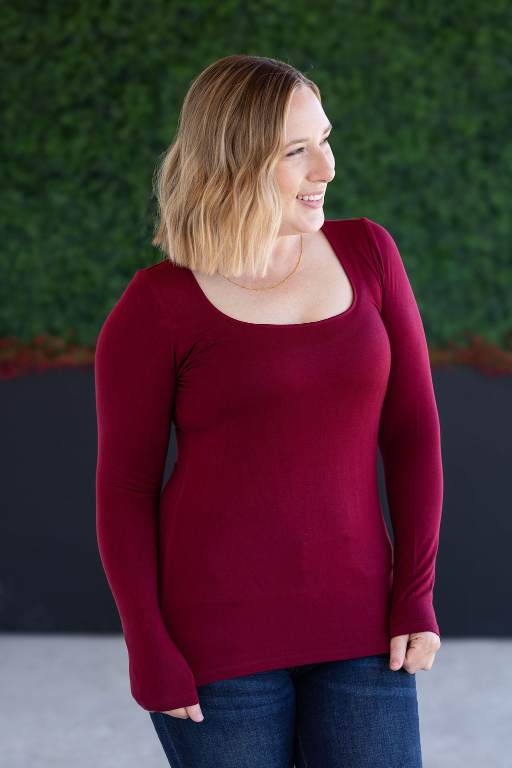 SALE! Alyssa Long Sleeve Top - Burgundy