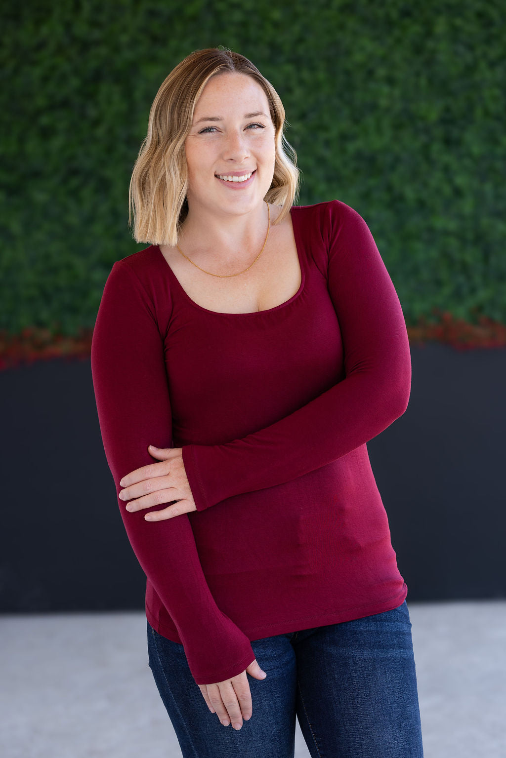 SALE! Alyssa Long Sleeve Top - Burgundy