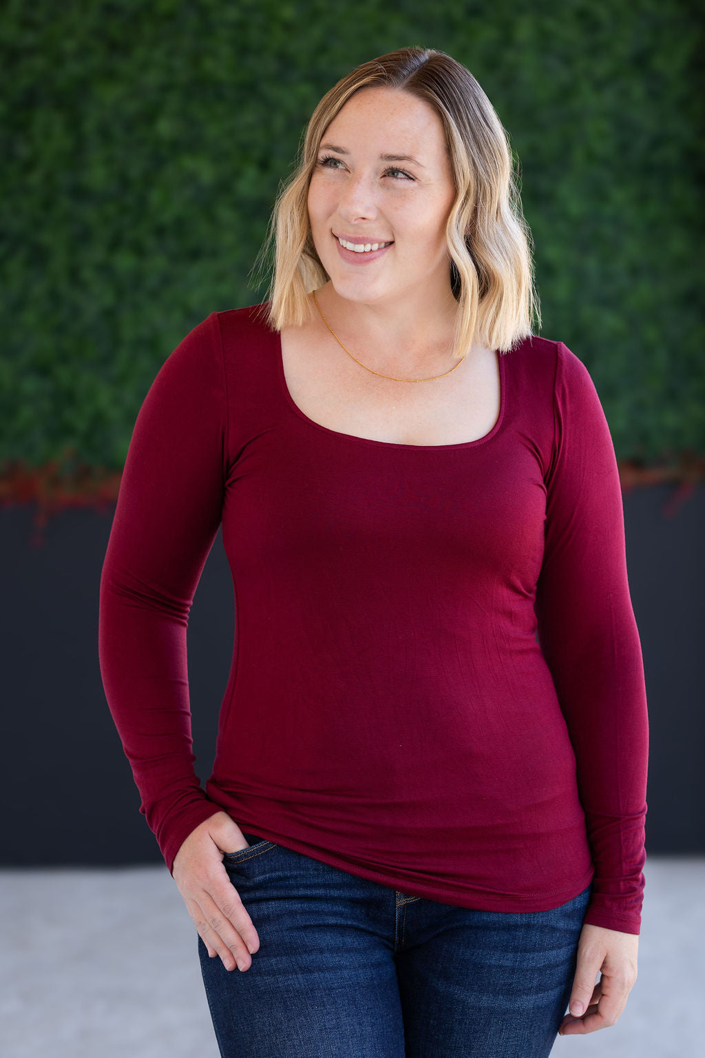 SALE! Alyssa Long Sleeve Top - Burgundy