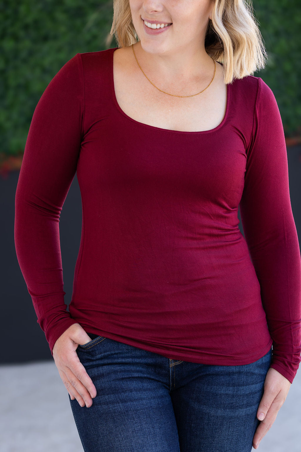 SALE! Alyssa Long Sleeve Top - Burgundy