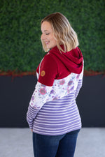 Load image into Gallery viewer, SALE! Colorblock Fullzip - Burgundy, Burgundy Bloom, and Plum Stripes
