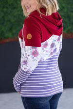 Load image into Gallery viewer, SALE! Colorblock Fullzip - Burgundy, Burgundy Bloom, and Plum Stripes
