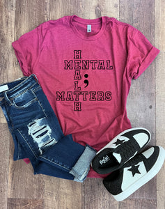 Mental Health Matters Tee in Cardinal Red