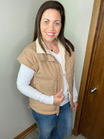 Load image into Gallery viewer, Maddox Reversible Puffer Vest  Tan/Ivory
