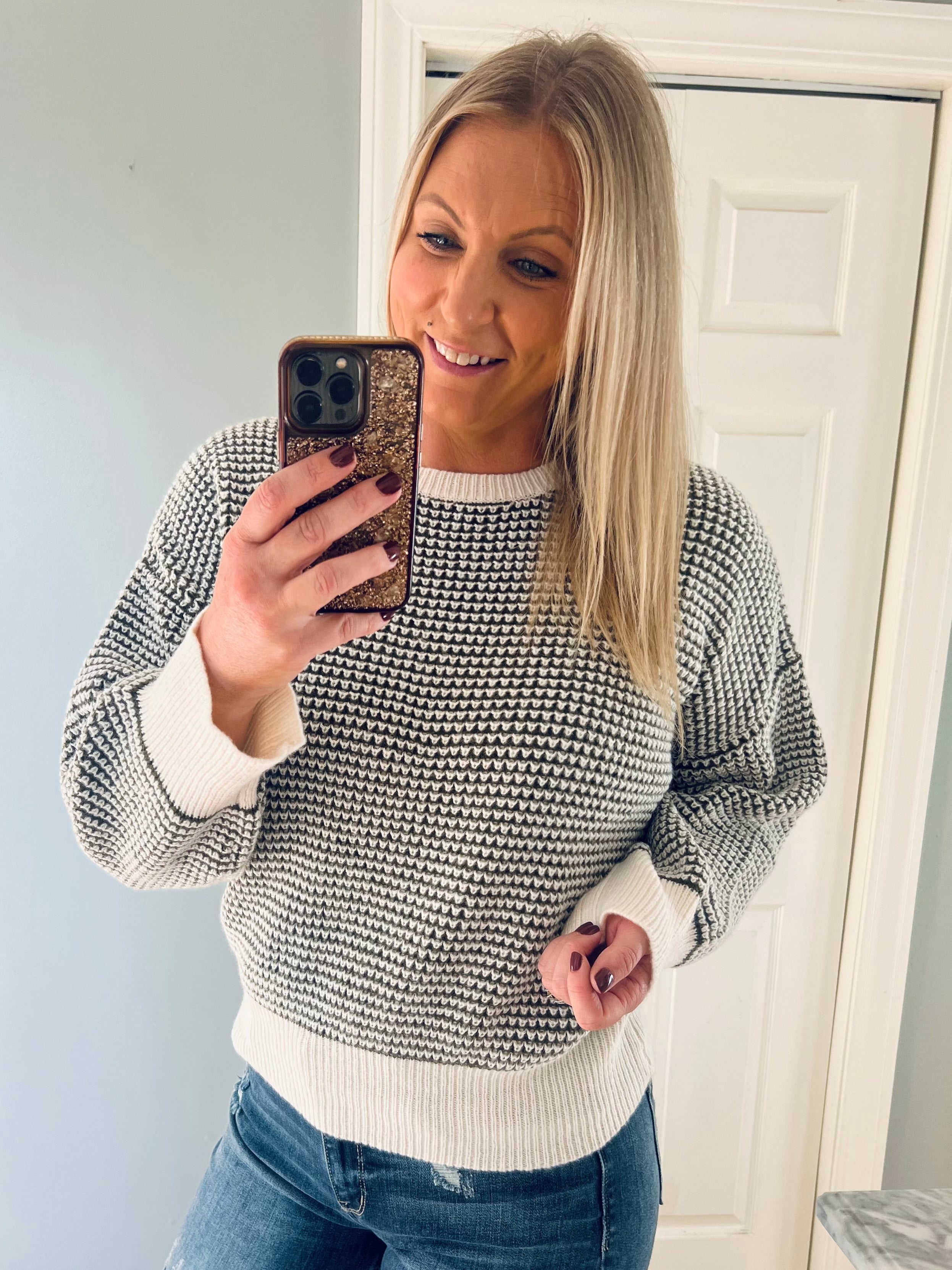 The Charlotte Sweater in Olive and Cream