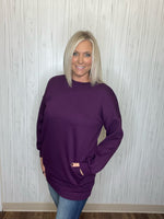 Load image into Gallery viewer, Let&#39;s Lounge Longline Sweater in Dark Plum
