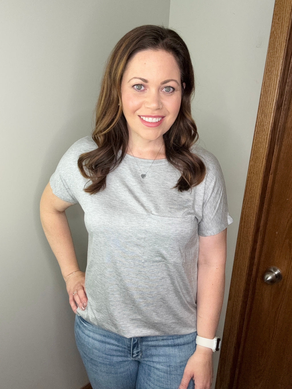 The Easy Pocket Tee In Heather Gray FINAL SALE