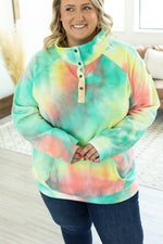 Load image into Gallery viewer, Quilted Button Snap Pullover - Tie Dye Mojito
