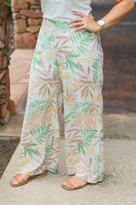 Load image into Gallery viewer, Presley Palazzo Pants - Mauve and Green Palm
